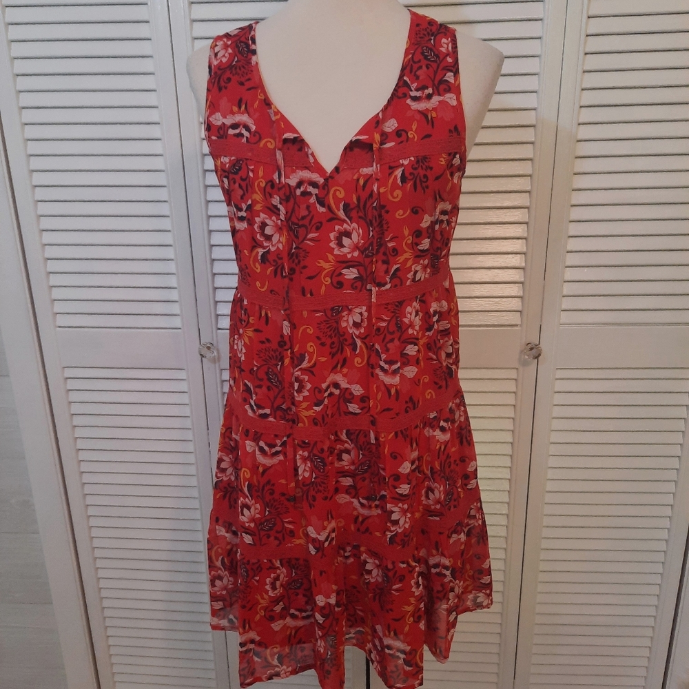 As u wish boho floral lace ruffle dress small  *H
